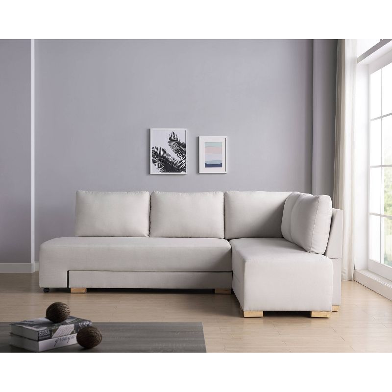 Lester Convertible Sleeper Sectional Sofa Cream - miBasics