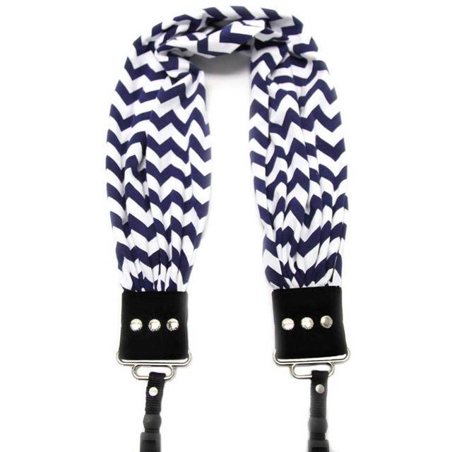 Chevron Navy Scarf Collection Camera Strap