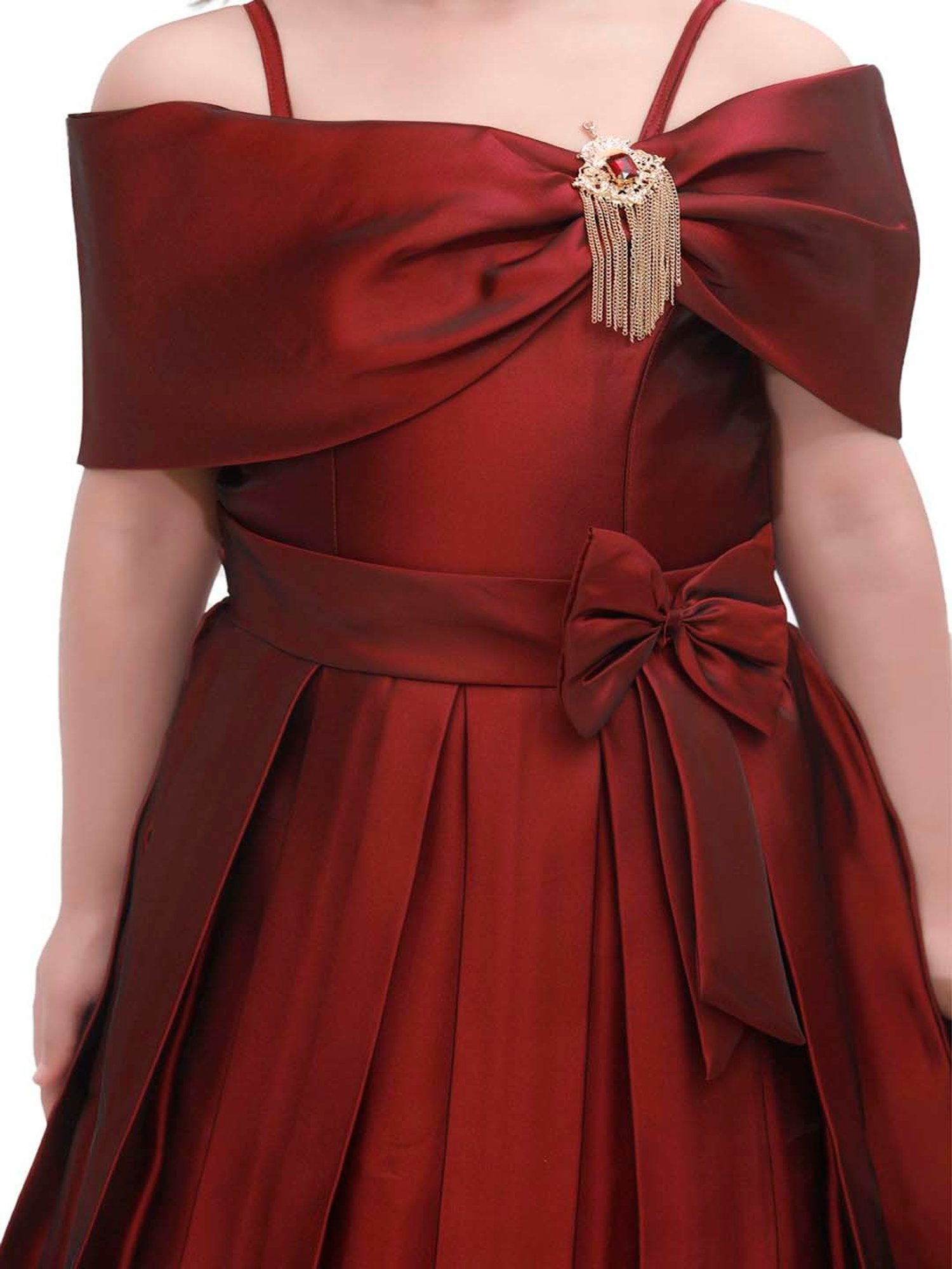 AJ Dezines Kids Maroon Regular Fit Gown