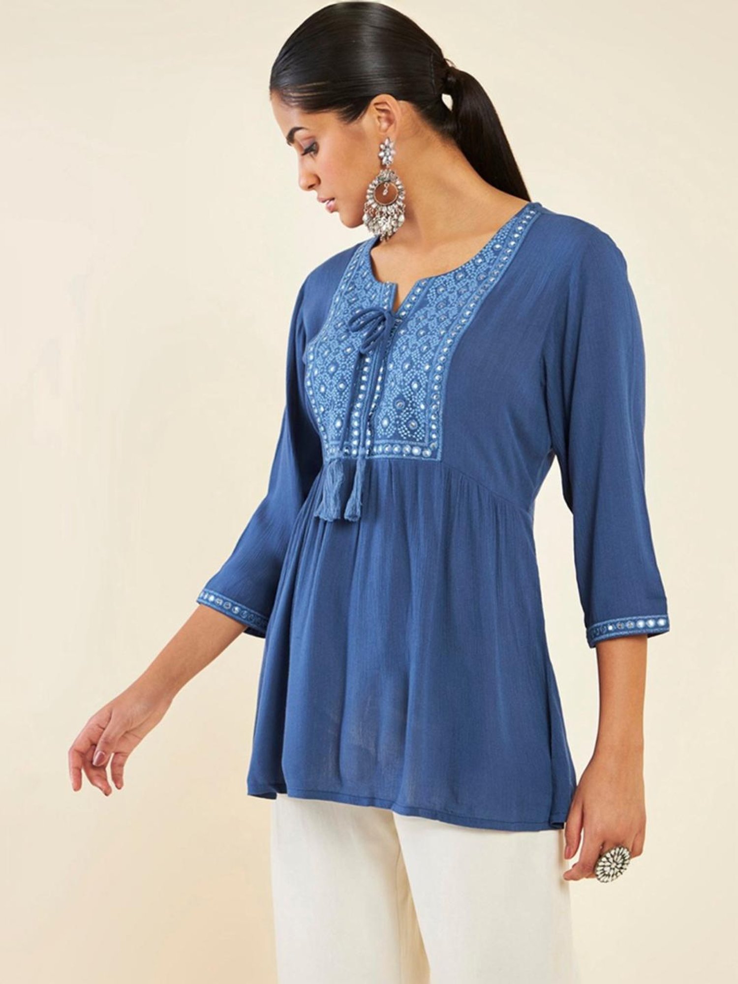 Soch Blue Embroidered Tunic