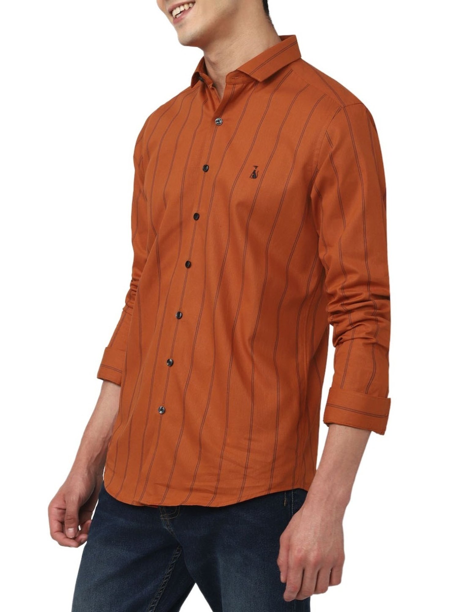 Simon Carter London Orange Stripes Slim Fit Shirt