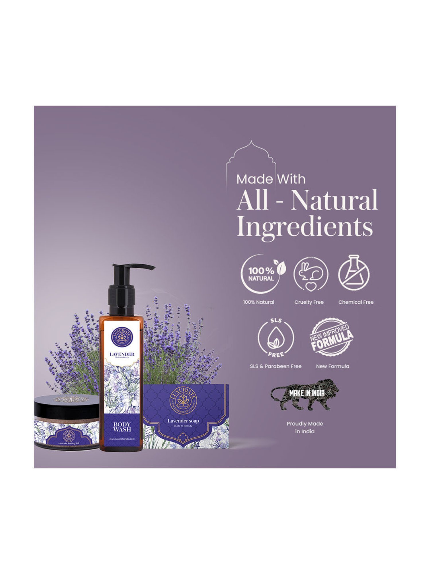 Luxuriate Lavender Bath Salt, Soap and Body Wash Combo