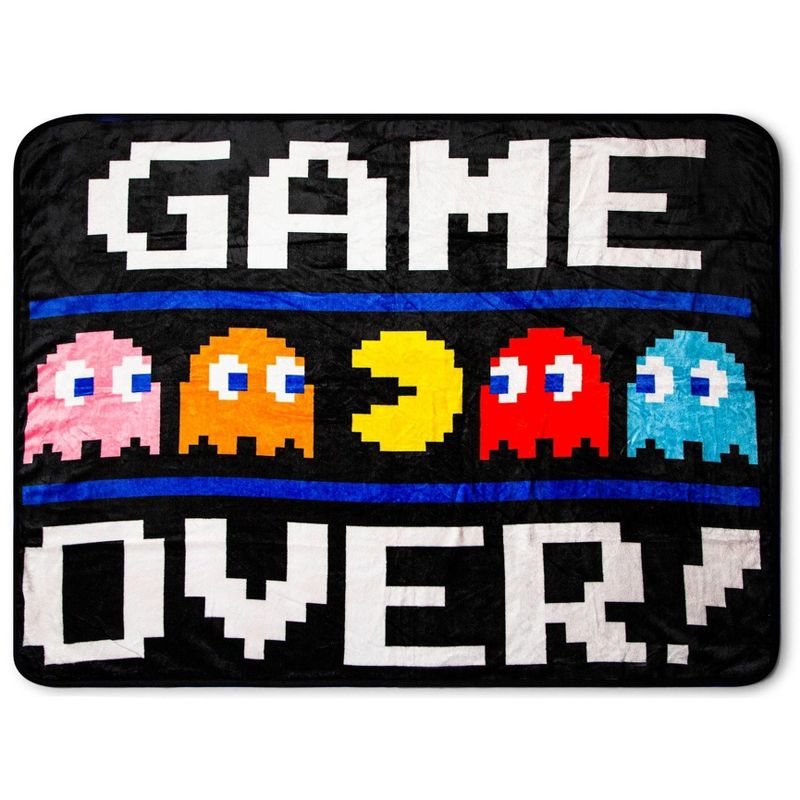 Just Funky Pac-Man "Game Over" Fleece Throw Blanket | 45 x 60 Inch Cozy Blanket