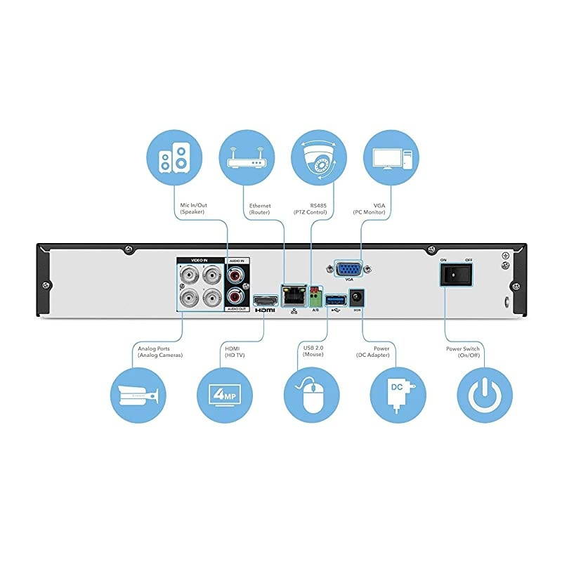 UltraHD 4MP 16CH Video Security System - Eight x 4MP Weatherproof IP67 Bullet Cameras, Hard Drive Not Included, HD Over Analog/BNC, AMDV4M16-8B-B (Black)