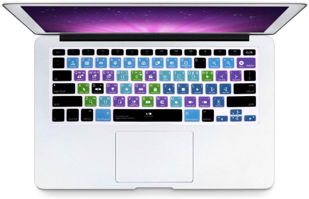 HRH Korean Shortcut Hotkey Silicone Keyboard Cover Skin for MacBook Air 13,Pro 13/15/17 (with or w/Out Retina Display, 2015 or Older Version)&Older iMac USA Layout Keyboard Protector-Final Cut Pro X