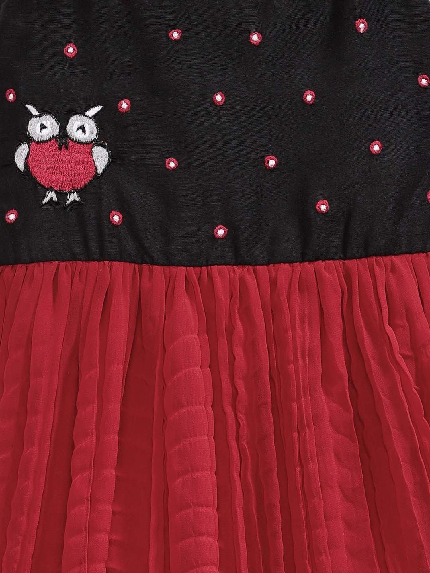 TWISHA Kids Black & Red Embroidered Dress