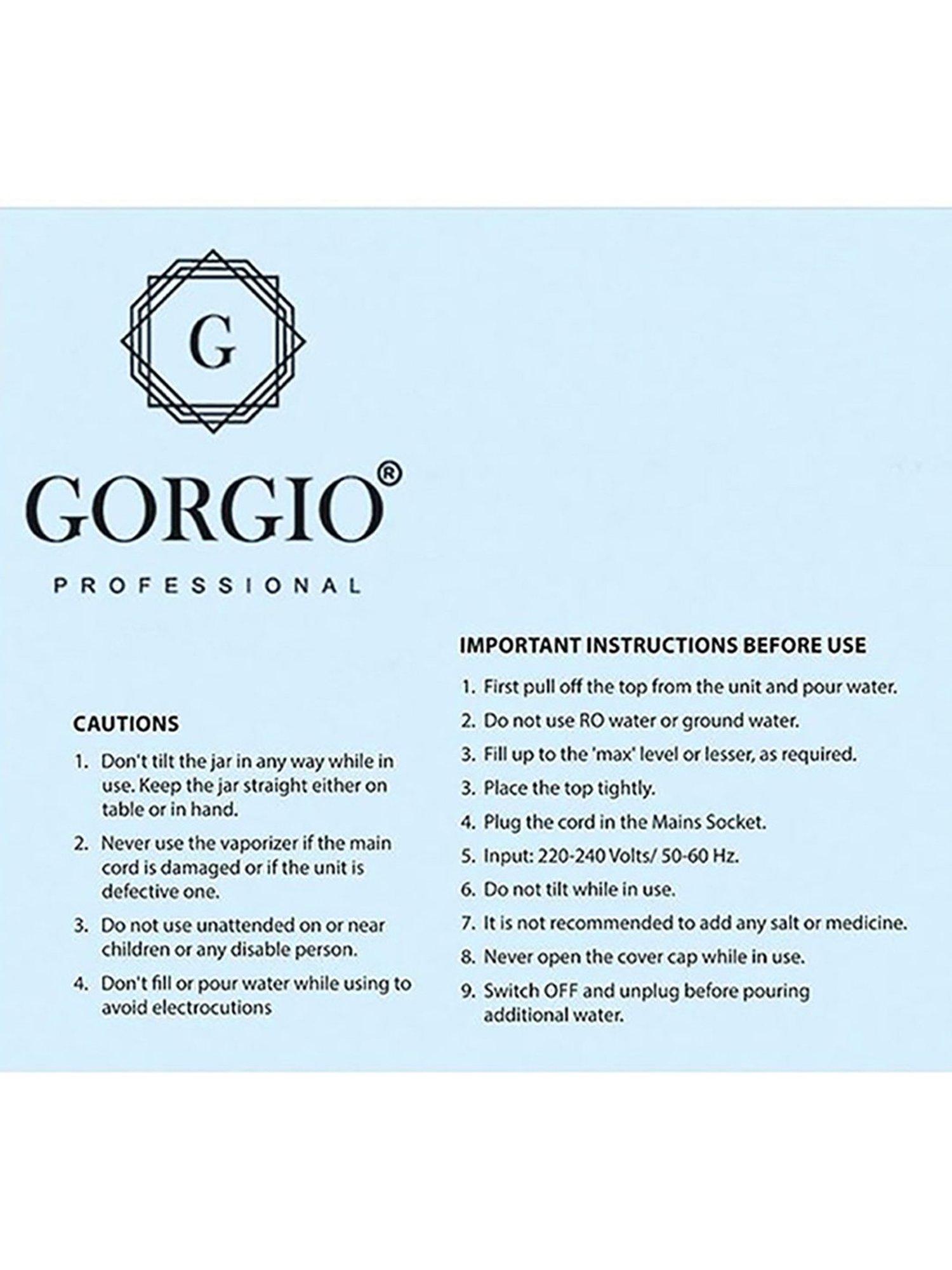 Gorgio Professional GS2 Face Steamer (White and Blue)