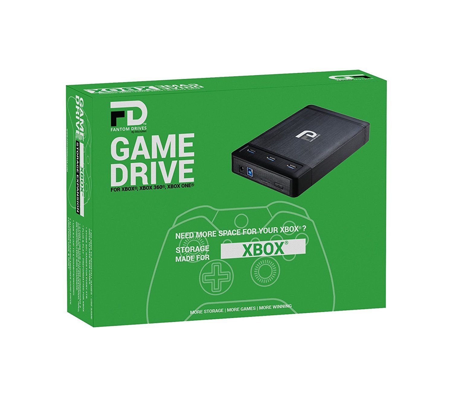 Fantom Drives XB-4TB-PGD Game Drive for Xbox - 4TB USB 3.0 Portable Aluminum External Hard Drive - Compatible with Xbox, Xbox 360, Xbox One.
