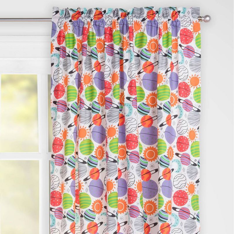 Plenty of Planets Rod Pocket Curtain Panel Red - Highlights