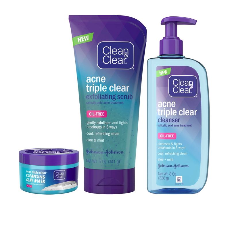 Clean & Clear Acne Triple Clear Exfoliating Facial Scrub - 5oz