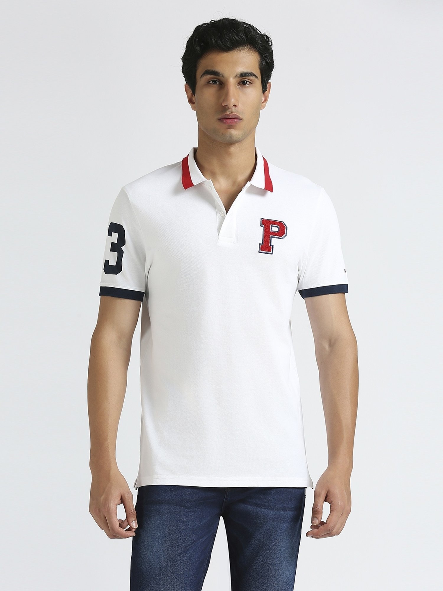 Pepe Jeans White Cotton Regular Fit Printed Polo T-Shirt