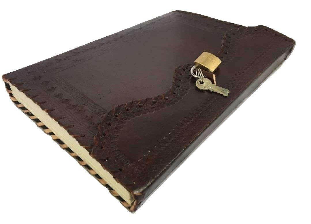 Genuine 10" large Leather Journal Vintage Antique Style Organizer Blank Notebook Secret Diary Daily Journal Personal Diary