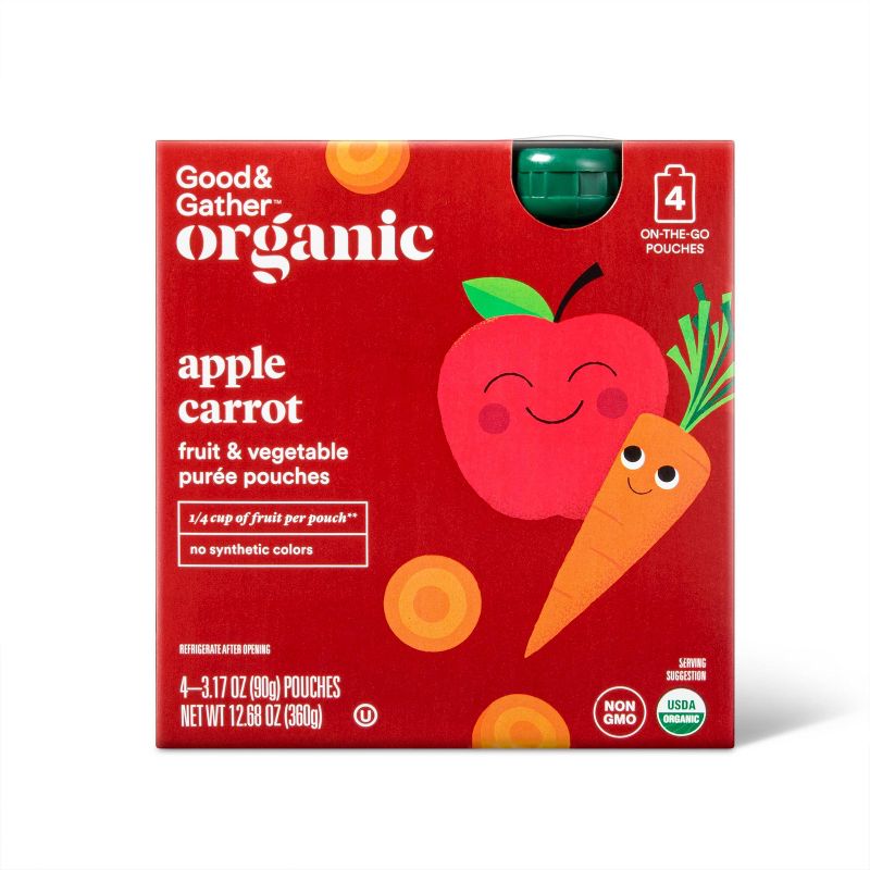 Organic Applesauce Pouches - Apple Carrot & Apple Spinach - 24ct - Good & Gather™