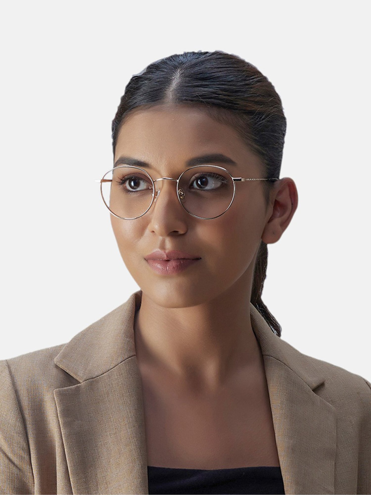 Shisen Fox Yamato Light Gold Round Unisex Blue Filter Computer Lenses -50 mm