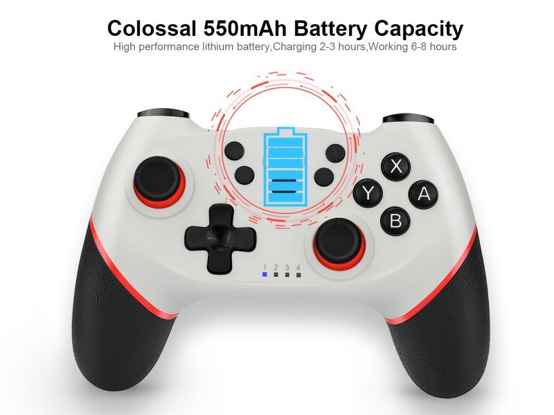 SuperStar Wireless Gaming Controller Remote Gamepad Joystick for Nintendo Switch,Bluetooth Rechargeable Gamepad Supports 6-Axis Gyro, Turbo and Dual Vibration(White)