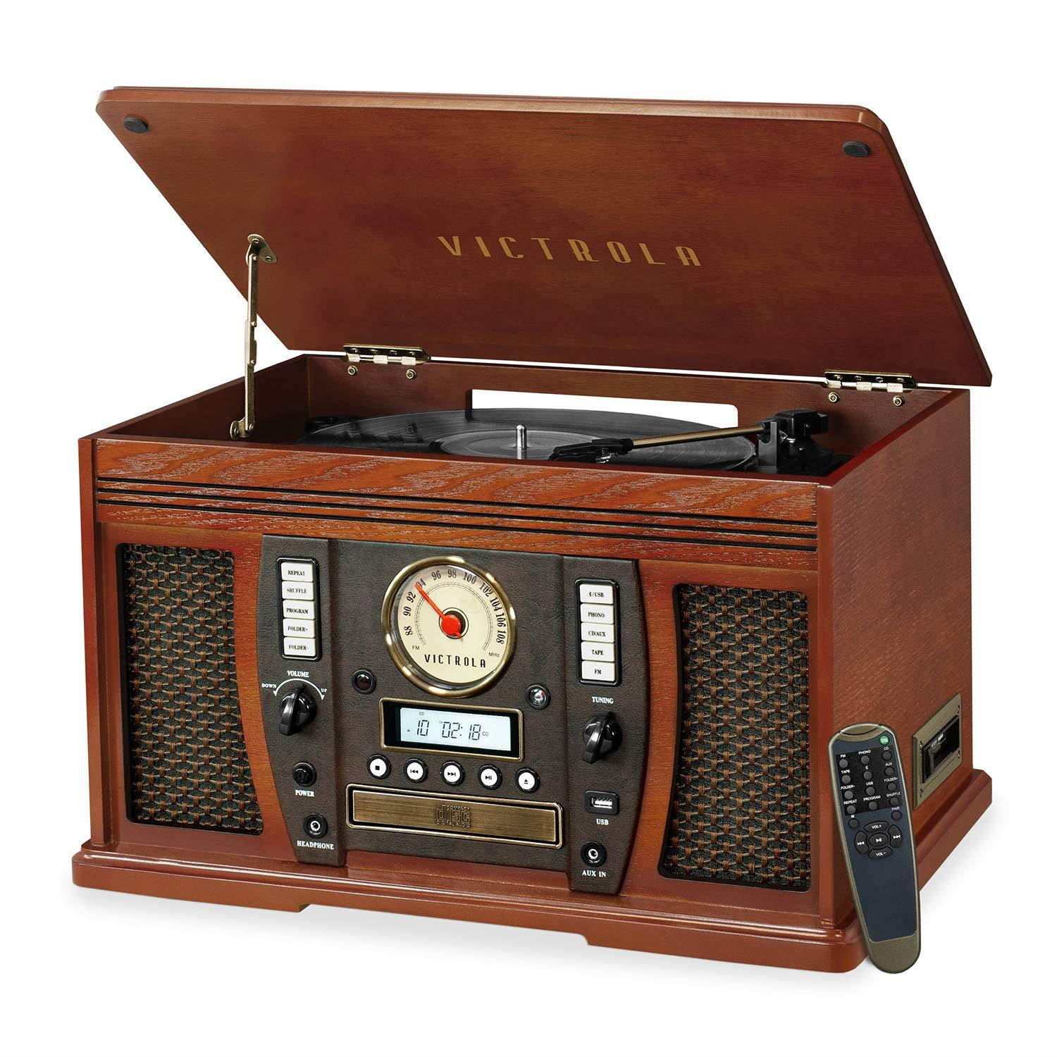 Victrola Aviator: 8-in-1 Bluetooth turntable, Mahogany