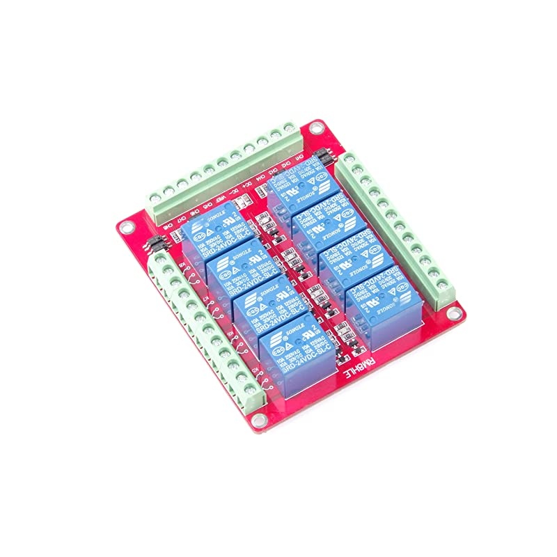 DC 24V 8-Channel 10A Relay Control Module Bi-Directional Isolated Control Module High Low Level Trigger (DC 24V, 10A 8-Channel)