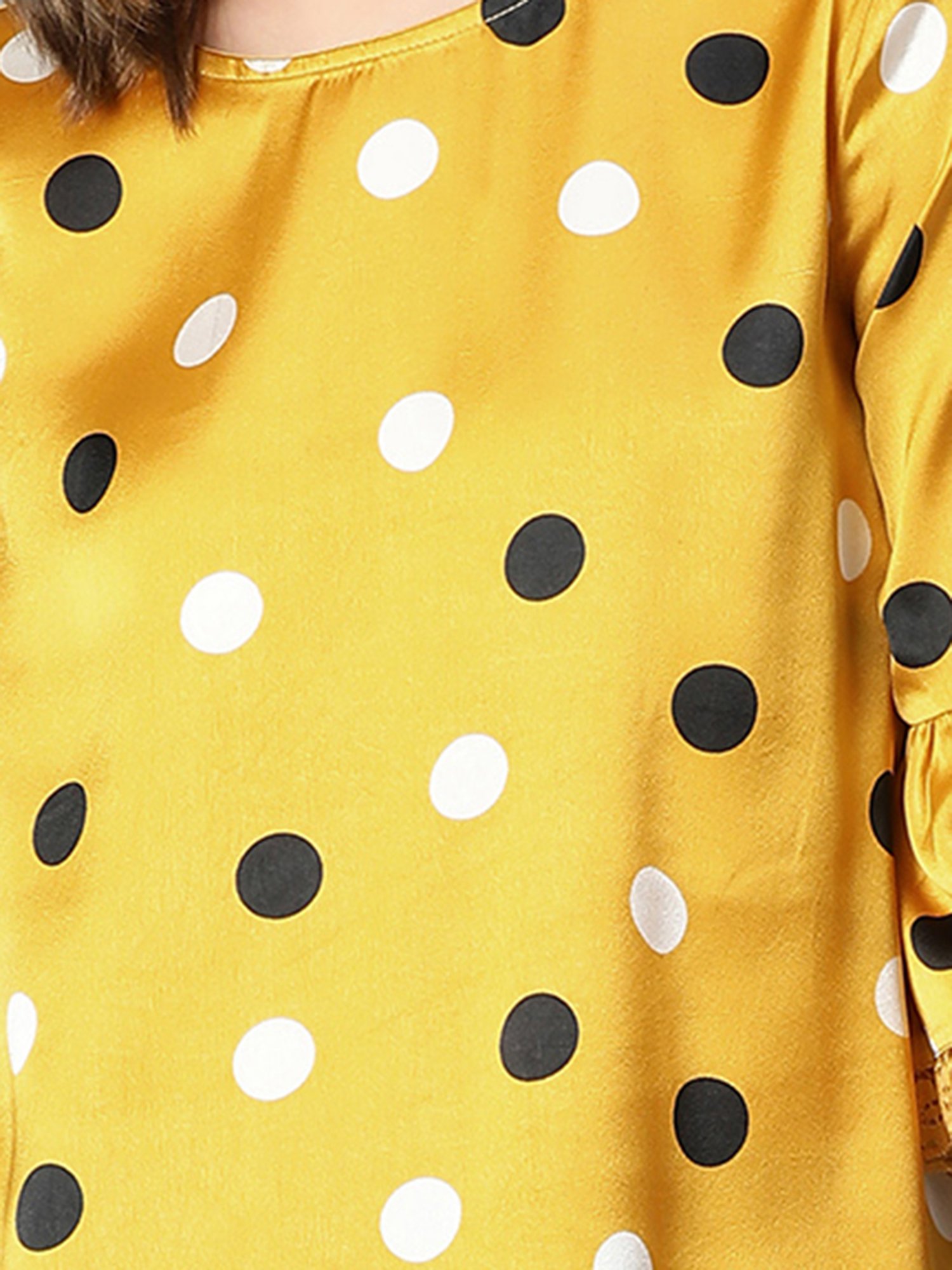 Oxolloxo Yellow Satin Polka Dot Top