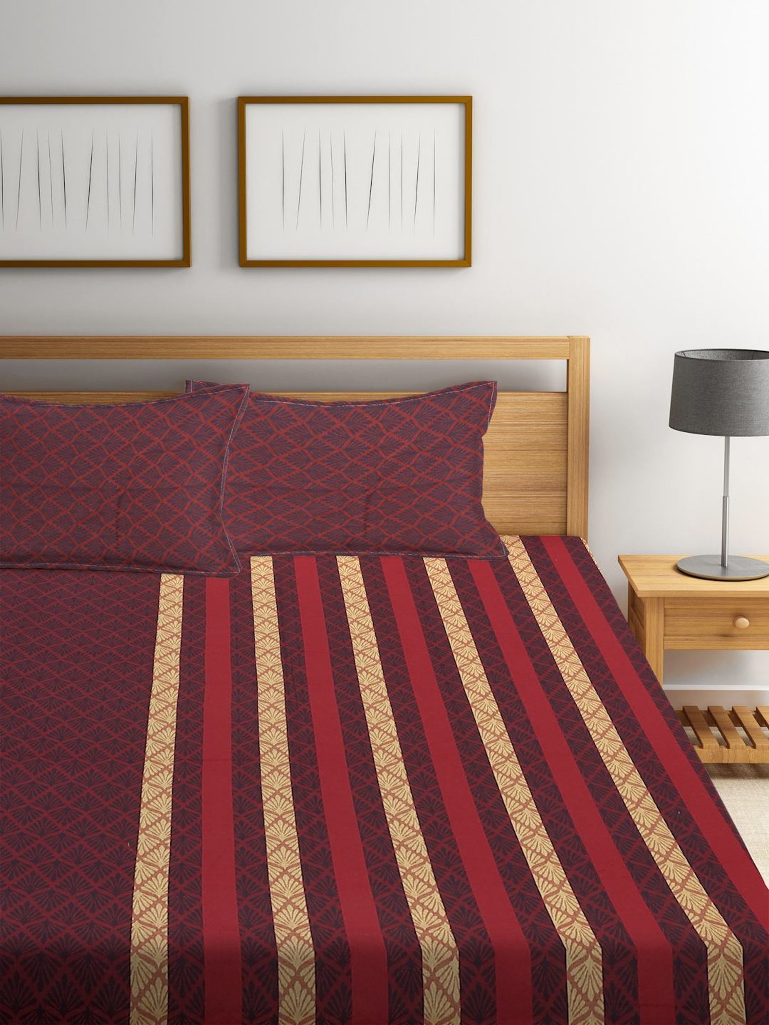 DDECOR Live beautiful Geometric Insignia Dove 210 TC Cotton Comforters - Set of 3