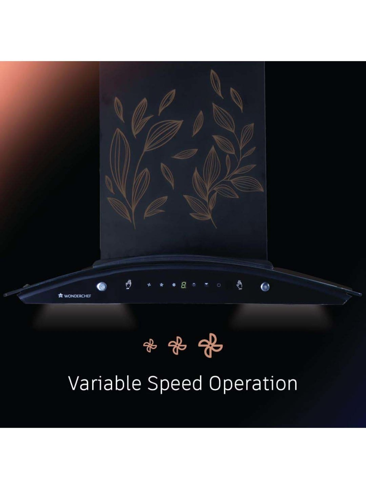 Glen CH6076AC75 1400CMH 75cm Wall Mounted Chimney (Black)