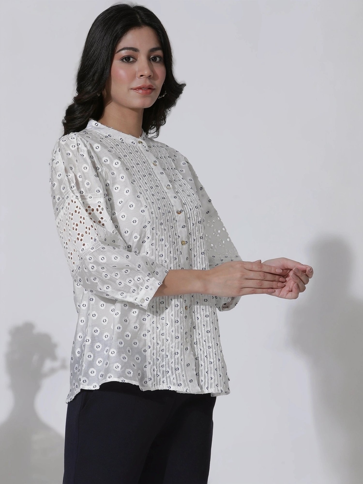 W White Embroidered Top