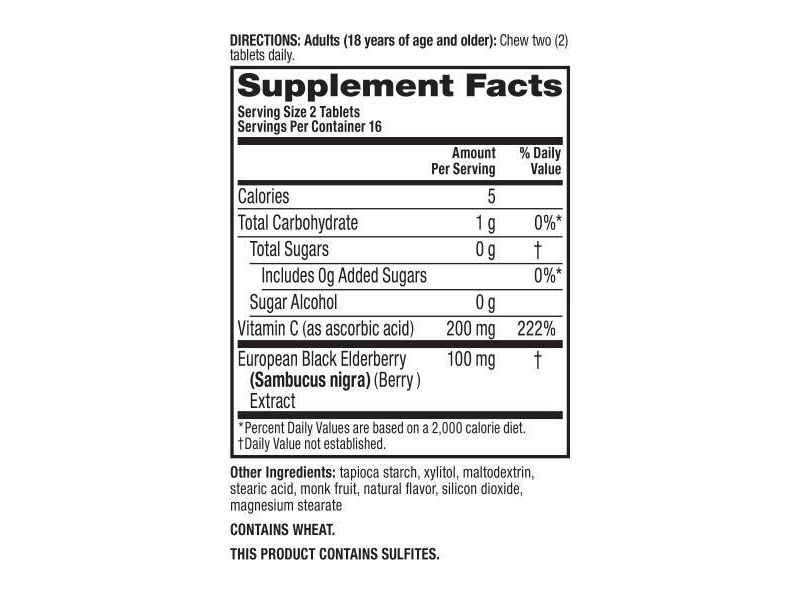 Airborne Chewable Tablets with Vitamin C & Vitamin D - Elderberry - 32ct