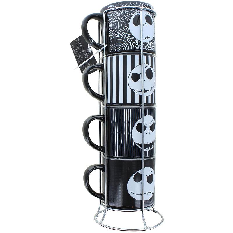 Silver Buffalo Nightmare Before Christmas Jack Faces 4 Piece Stacked Mug Set