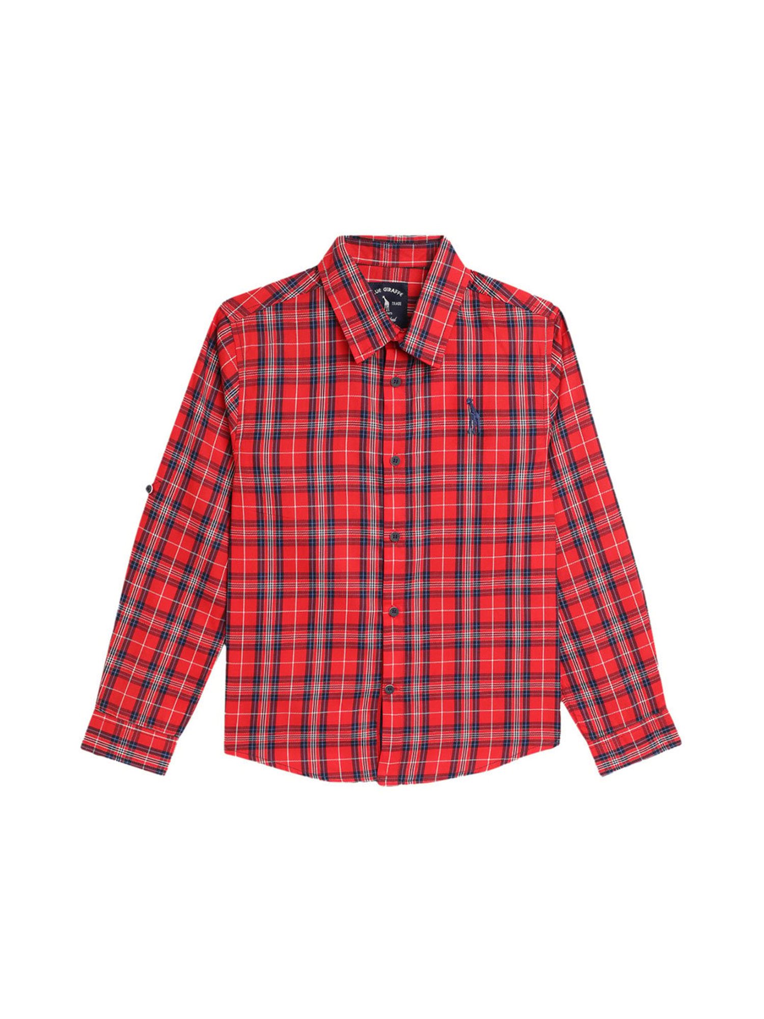 Blue Giraffe Kids Red & Blue Checks Shirt
