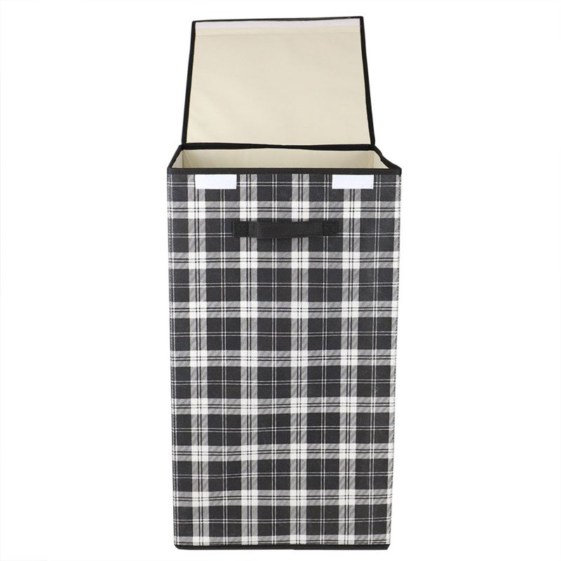 Household Essentials Round Brushed Stainless Hamper Wood Lid