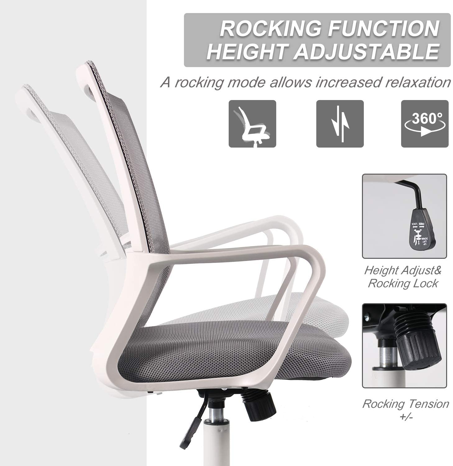 SMUGDESK Home Office Chair, Mid Back Mesh Office Computer Swivel Desk Task Chair, Ergonomic Executive Chair with Armrests