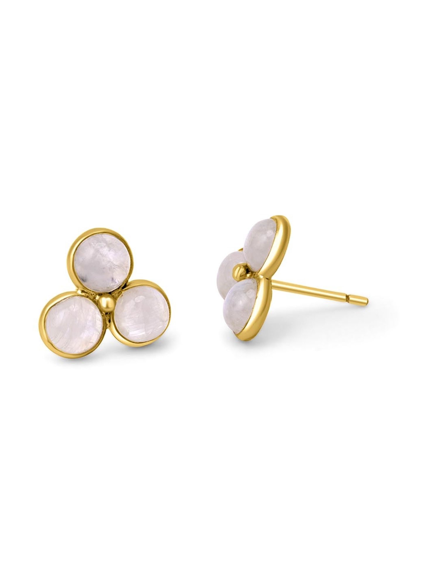 March by FableStreet 18k Gold-Plated 92.5 Sterling Silver Moonstone Stud Earrings