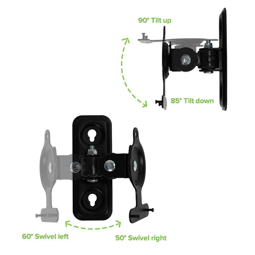 NavePoint SONOS PLAY:3 Speaker Wall Mount Bracket Tilt and Swivel Adjustable Black 7 Pack