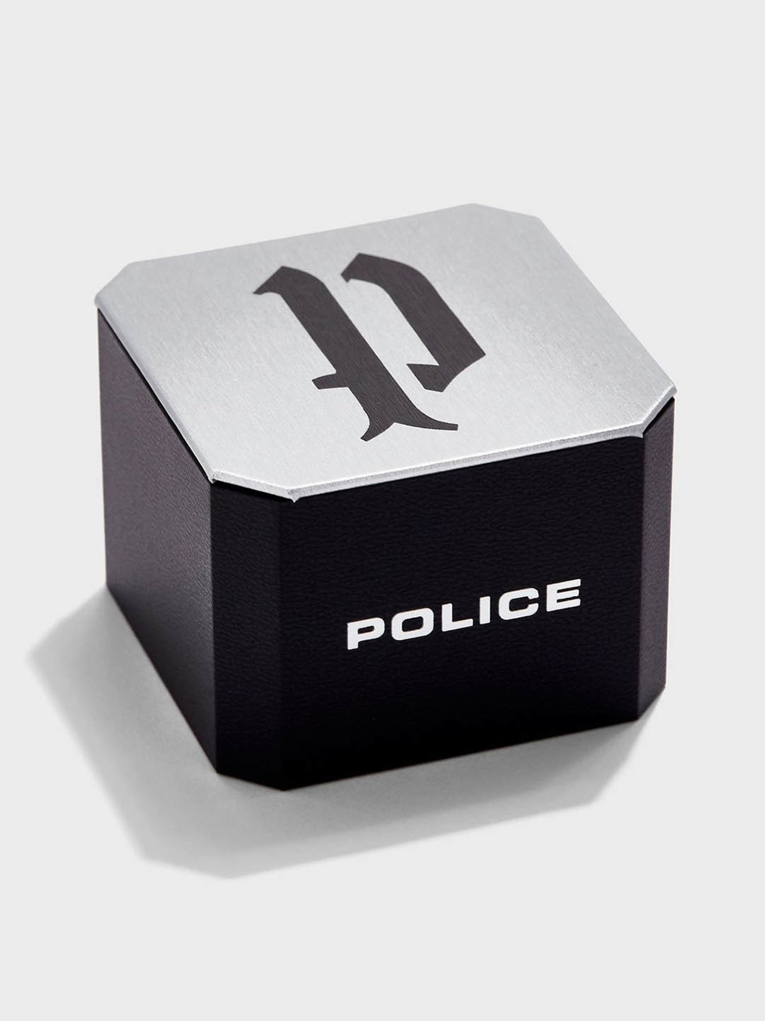 Police Warren Wing Logo Emblem Men's Black Leather Bracelet- PEAGB0033601