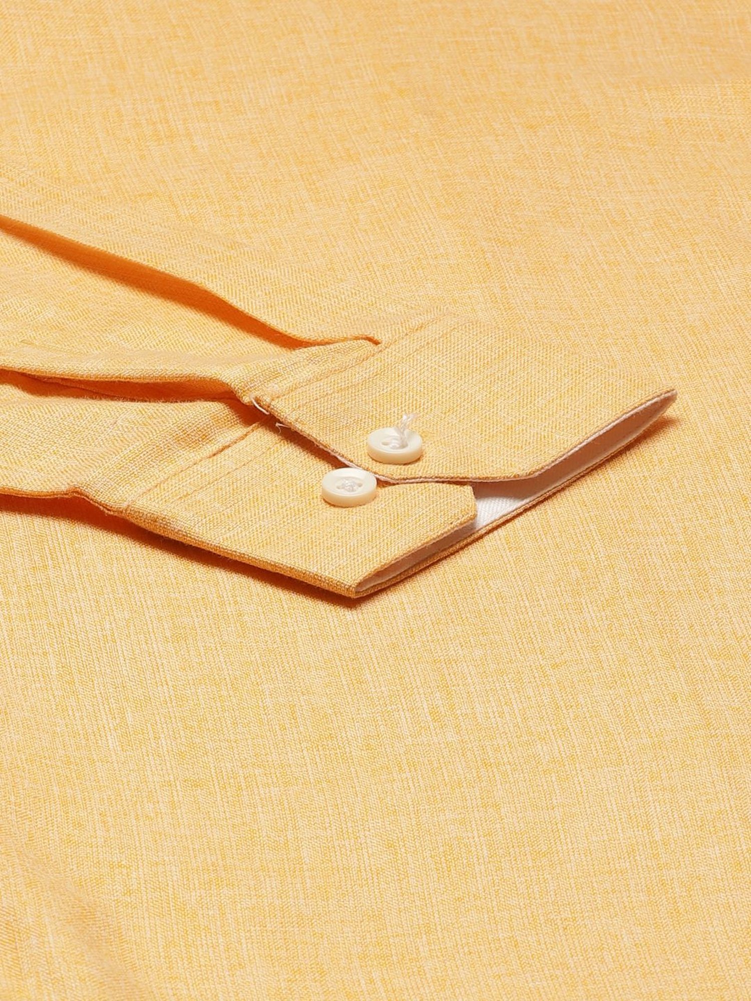 Sojanya Yellow Cotton Linen Regular Fit Self Pattern Shirt