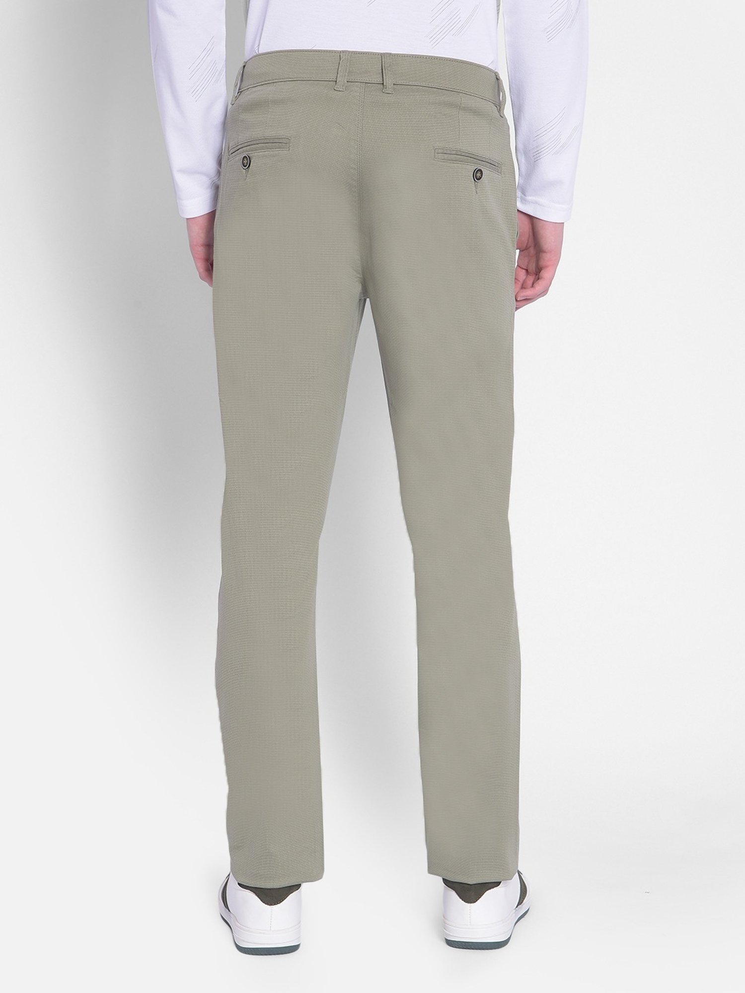 WES Casuals by Westside Olive Relaxed-Fit Mid-Rise Cotton Blend Joggers