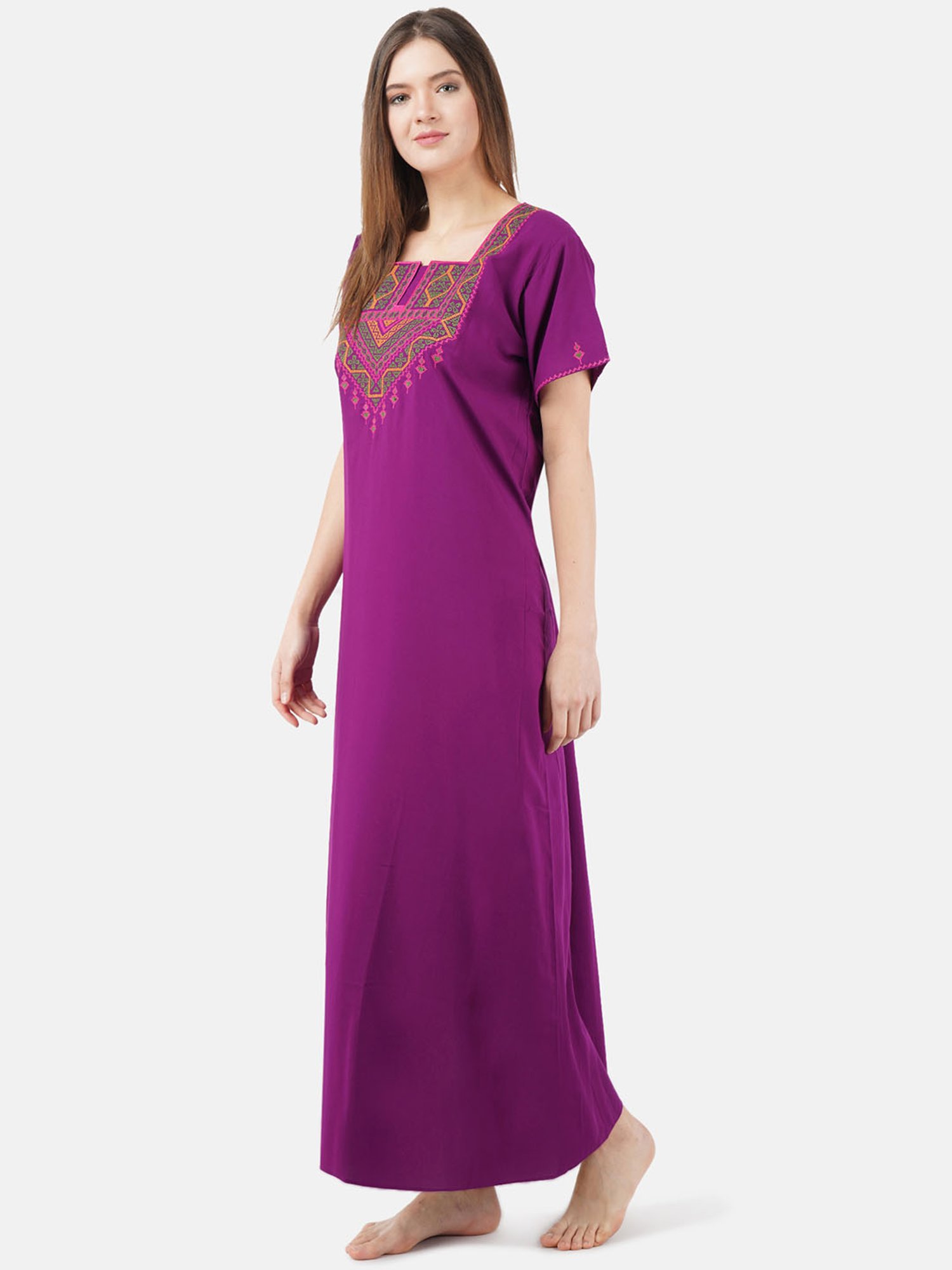 KOI SLEEPWEAR Purple Embroidered Nighty