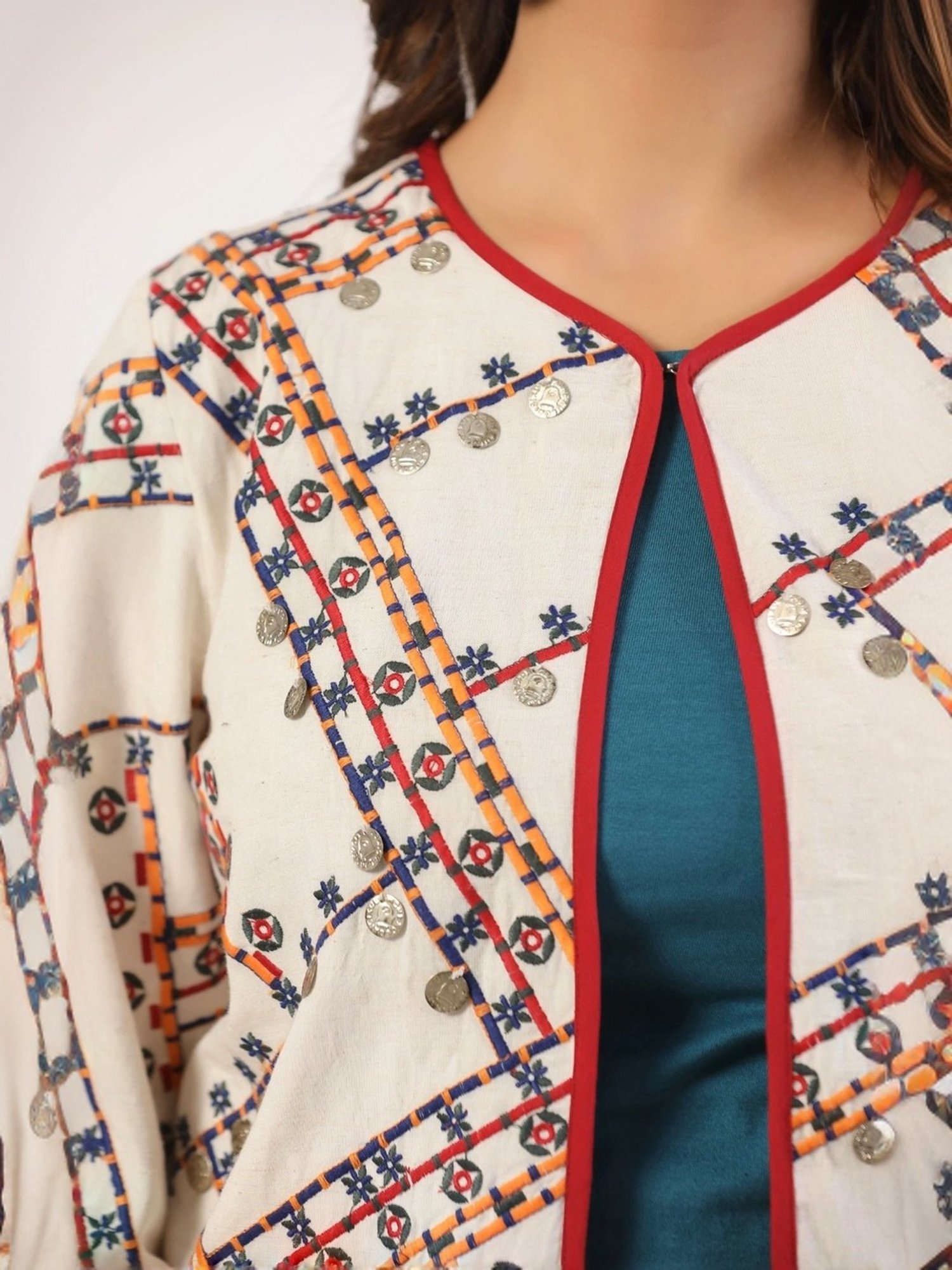 Karyn Seo Miranda Vintage Inspired Embroidered Kimono Cardigan