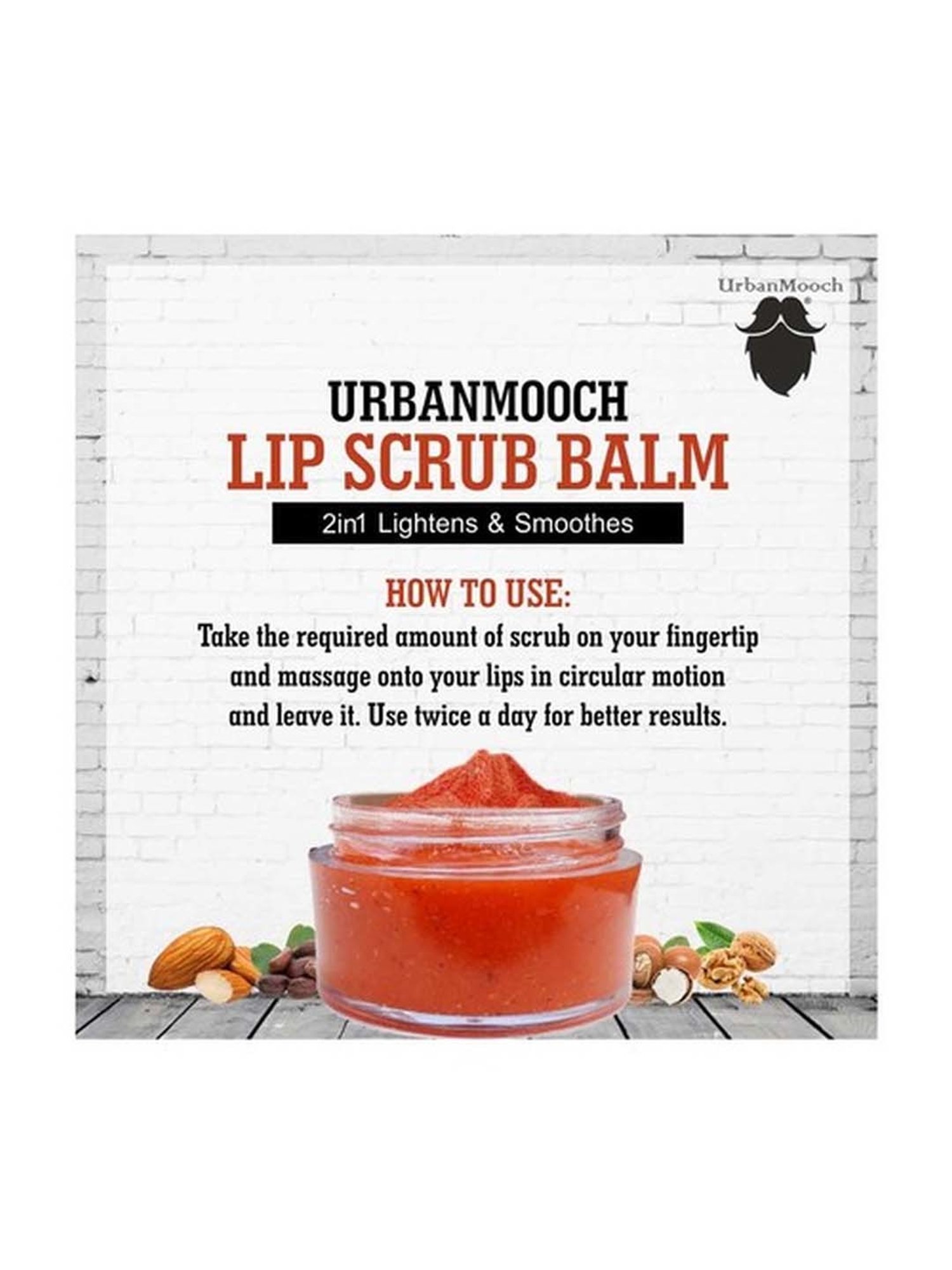 UrbanMooch Lip Scrub Balm 2 in 1 Lightens & Smoothen - 15 gm