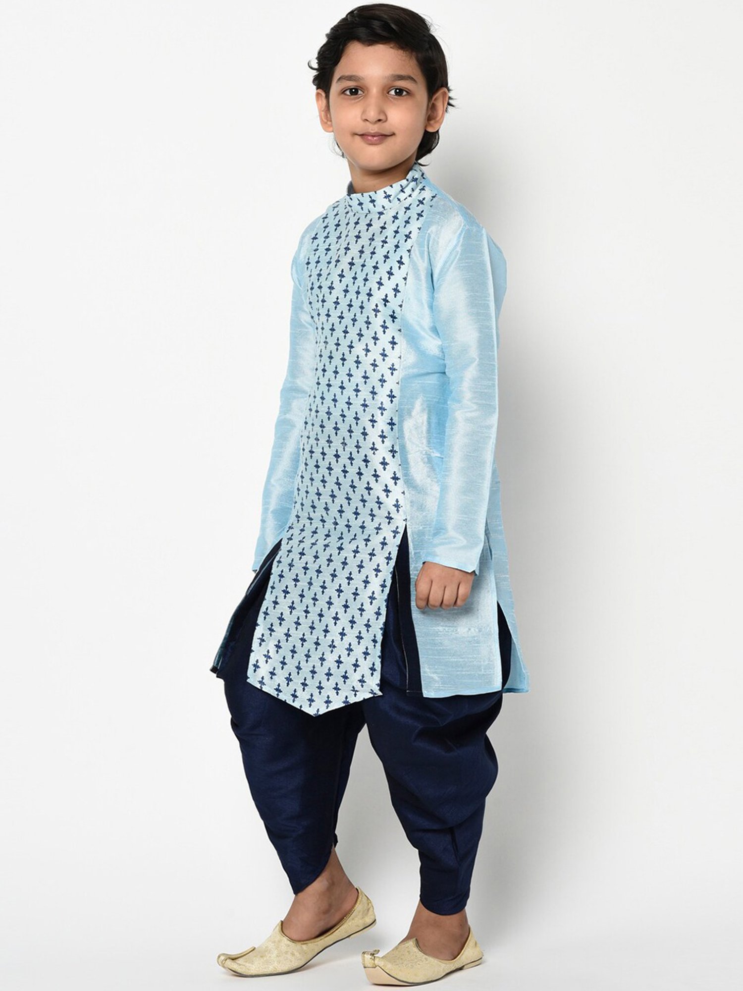 Deyann Kids Maroon & Gold Self Design Full Sleeves Kurta with Patiala