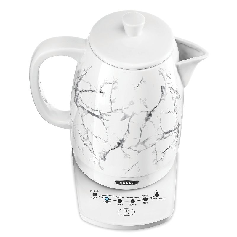 Bella 14762 Stylish 1.8 Liter 1500 Watt Ceramic Cordless Electric Kettle with Innovative 360 Degree Technology, White Marble