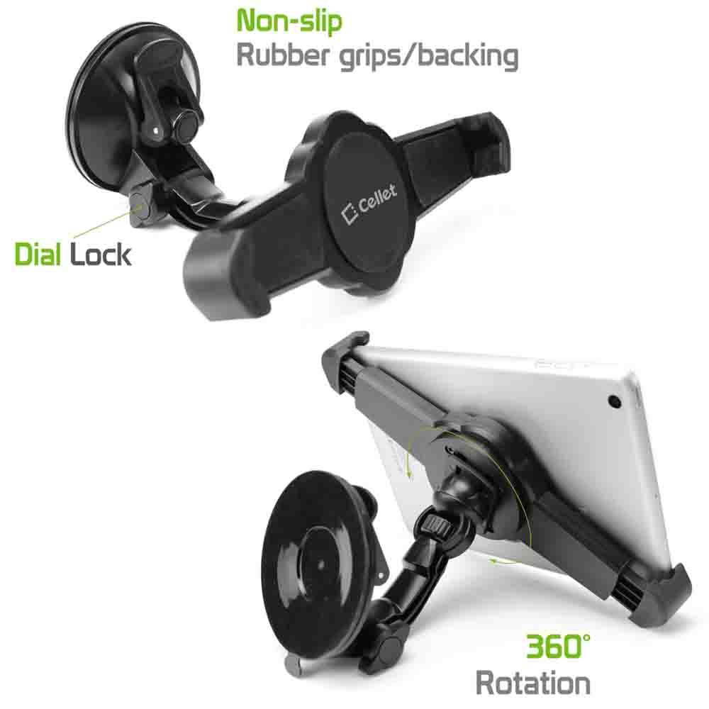 Cellet Car Windshield Mount Holder w/ Extra Large Suction Cup for Tablets