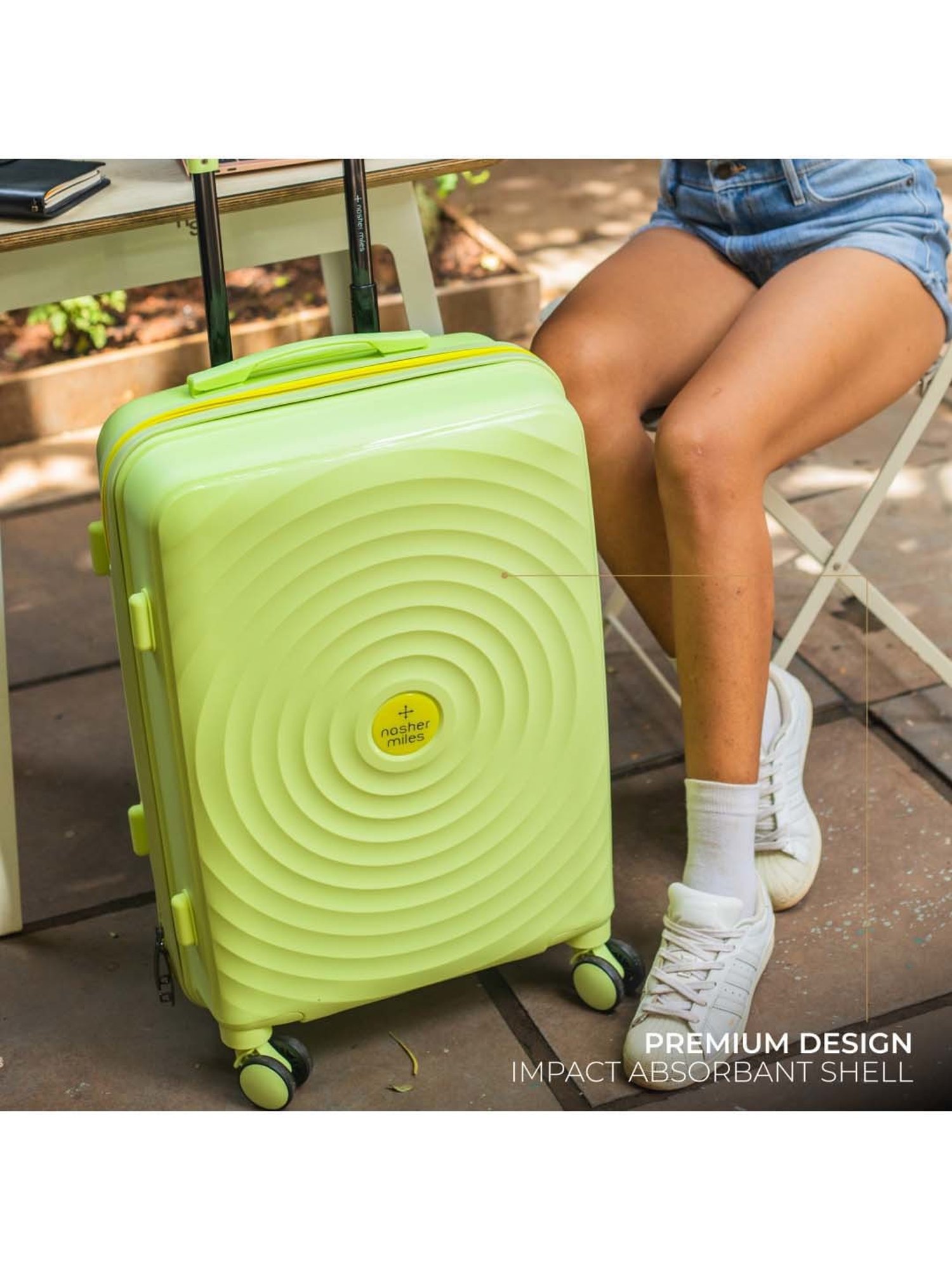 Nasher Miles Goa Hard-sided Polypropylene Set of 2 Olive Green Yellow Trolley Bags (55 & 65 Cm)