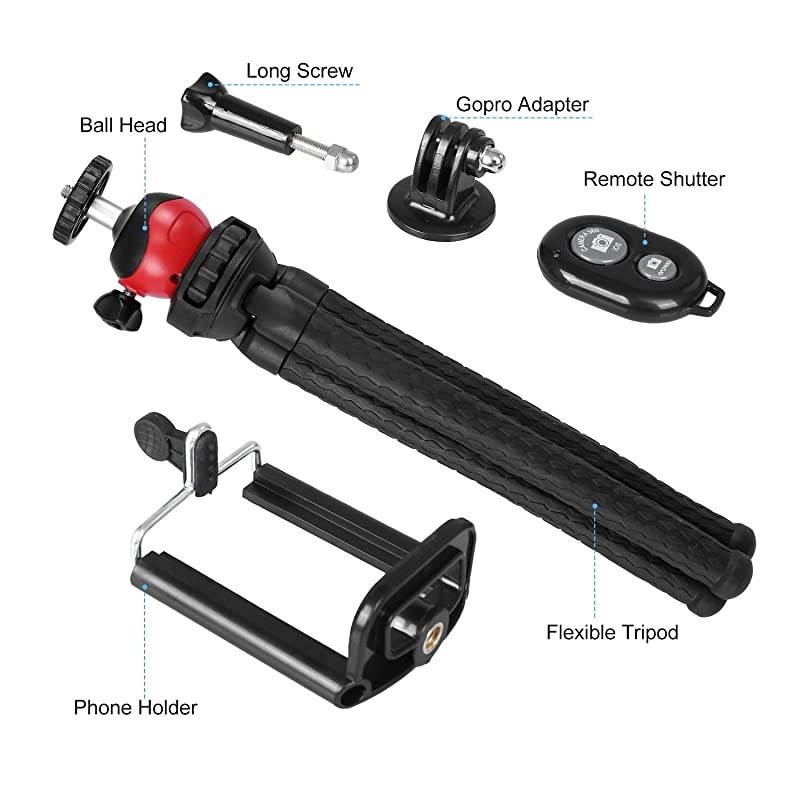 Tripod Flexible Tripod Cell Camera Tripod Stand with Wireless Remote Compatible for iAndroidDSLR CameraGoPro iTripod Stand for Live Streaming Selfie Video Recording