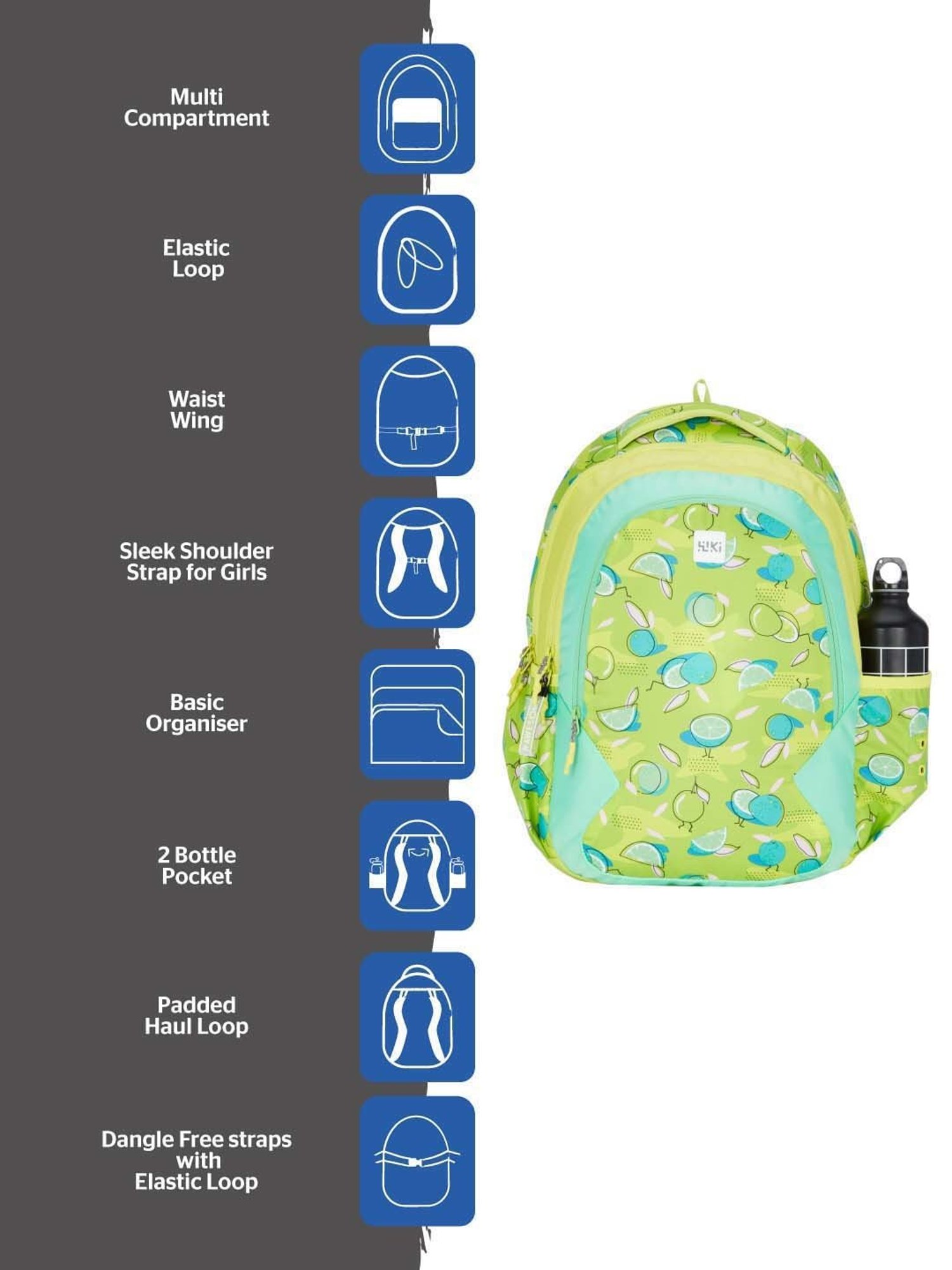 Wiki 29.5 Ltrs Green Medium Backpack
