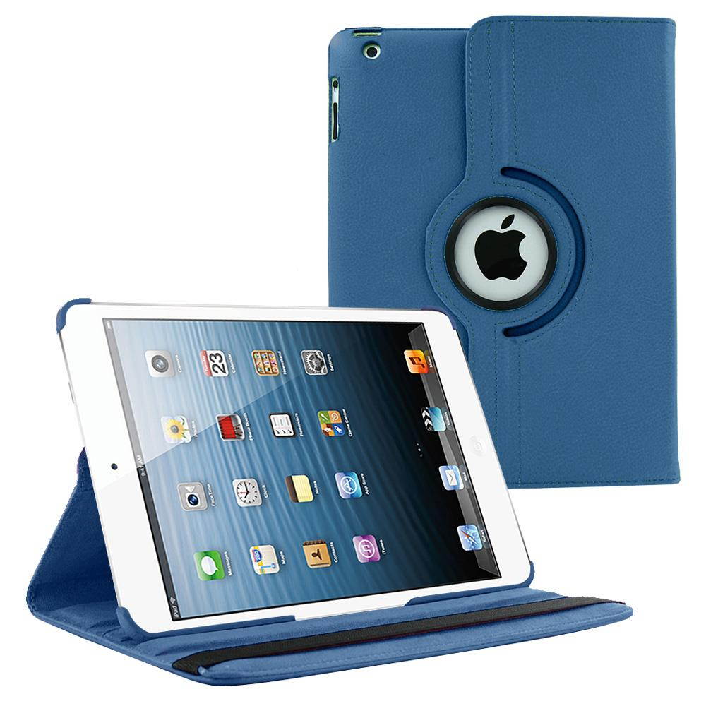 iPad Air 2nd Gen 9.7 Case, Premium PU Leather Rotating Swivel Cover, Tablet Cover, Multi-View Angle position, Soft velvet interior For Apple iPad Air 9.7 (2nd Generation) (Dark Blue)