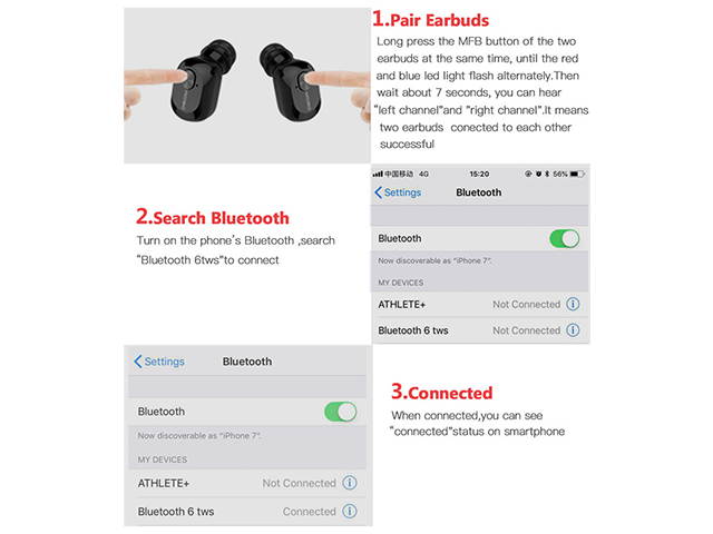 AutofeelSunriseoffice Mini Earbuds TWS Twins Bluetooth Earphones Wireless Headphone with Microphone 3D Bass Stereo Sport Earbuds For Phone iPhone Xiaomi Samsung Oppo Huawei