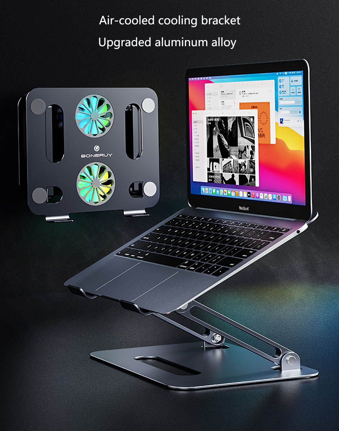 Gigbird Aluminum Laptop Stand Ergonomic Folding Portable Laptop Holder Height Adjustable  Laptop Holder  Compatible for MacBook, Air, Pro,(Black)