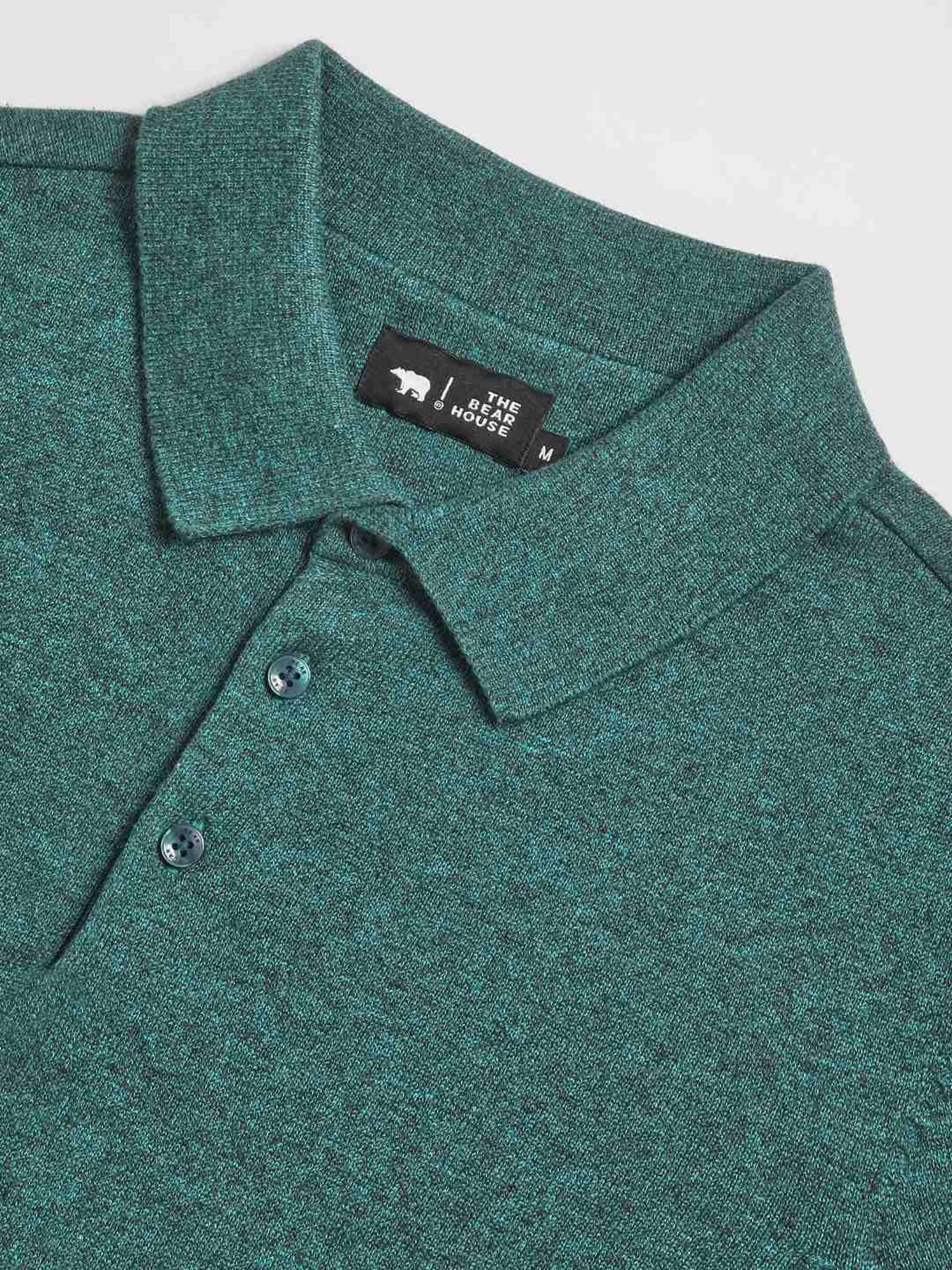 The Bear House Teal Green Regular Fit Polo T-Shirt