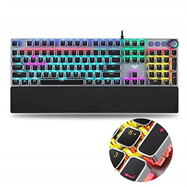 aula gaming keyboard usb wired keyboard, mechanical keyboard, full metal panel leakproof keyboard, ergonomic design, light keyboard desktop, computer