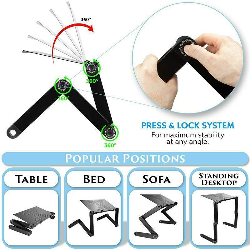 Laptop Table, Adjustable Laptop Bed Table, Portable Laptop Workstation Notebook Stand Reading Holder,Ergonomic Lap Desk TV Bed Tray Standing Desk